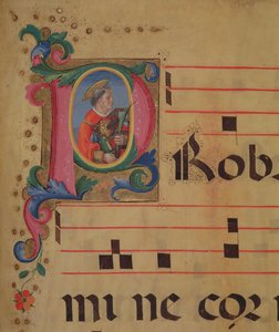 Ms 543 f.113r Historikeret initial P med St. Lawrence, fra en psalter, ca. 1515