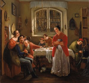 Den frivilliges tilbagevenden fra befrielseskrigene til hans familie, der stadig lever i overensstemmelse med
