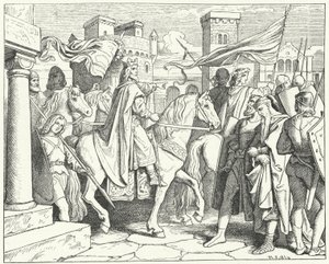 Karl den Store på vej ind i Pavia, 774 (gravering) af Moritz Ludwig von Schwind