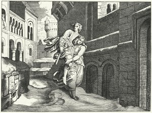 Einhard og Emma (gravering) af Moritz Ludwig von Schwind