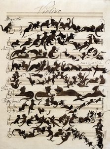 The Symphony of the Cat (Die Katzensymphony) tegning af Moritz von Schwind fra 1868. Staatliche Kunsthalle Karlsruhe.