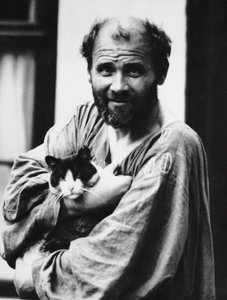 Gustav Klimt med en kat, 1911. af Moritz Nähr