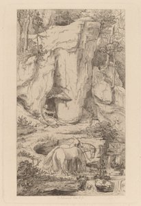 En munk fører heste til vand af Moritz Ludwig von Schwind