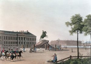 Udsigt over Peter den Stores sted og Senatshuset i Skt. Petersborg, illustration for maj fra 
