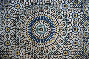 Kasbah of Thamiel glaoui, zellij fliseværk, detalje (keramik) af Moroccan School