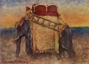 En elefant fra det centrale Indien (farve litho) af Mortimer Ludington Menpes