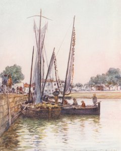 Fiskerbåde, Concarneau (farvelitografi) af Mortimer Ludington Menpes
