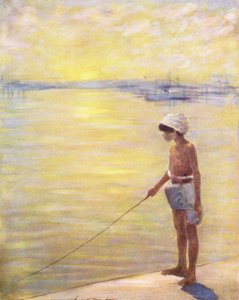 Verdens børn: Cingalesisk, fiskeri (farvelitografi) af Mortimer Ludington Menpes