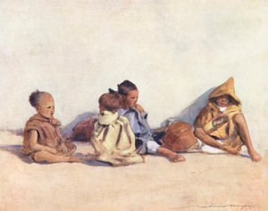 Verdens børn: Moorish, At Play (farvelitografi) af Mortimer Ludington Menpes