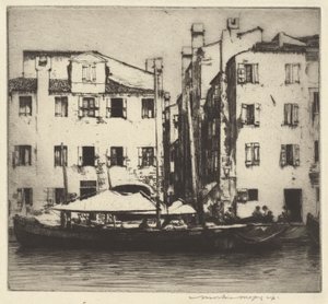Både på en kanal, venetiansk ø