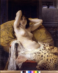 Cleopatra (-69 - -30). Maleri af Mosè Bianchi. 19. århundrede.Milan Civic kunstsamling