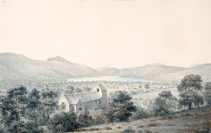 Udsigt til Bala Pool, Llyntagit, fra over Llanfawr Church, Meirionethshire