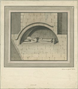 Elford Church - "The Stanley Monument": vandfarvetegning, nd [?18. århundrede] af Moses Griffiths