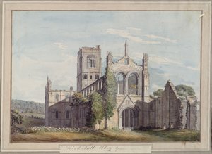 Nordvestudsigt over Kirkstall Abbey, 1777 af Moses Griffiths