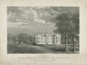 Ingestre Hall: litografi, nd [c 1840] af Moses Webster