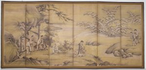 Scener fra 24 Paragons Of Filial Piety (blæk og guldpigment på papir) af Motonobu Kano