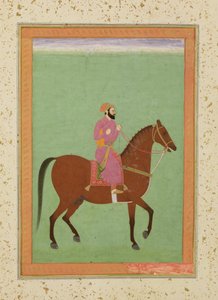 En Mughal Amir til hest, ca. 1670-80, fra Large Clive Album af Mughal School