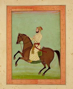 A Mughal Noble on Horseback, ca. 1790, fra Large Clive Album af Mughal School