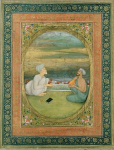 En mulla og en musiker, ca. 1640-1650 af Mughal School