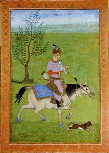 En prins på hesteryg, fra Large Clive Album (akvarel på papir) af Mughal School
