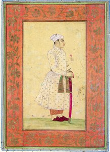 En ung adelsmand fra Mughal-hoffet, fra Large Clive Album (tonet tegning med wc på papir) af Mughal School