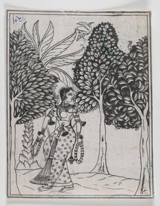 Kamod Ragini, 1605-1610 (blæk på papir) af Mughal School