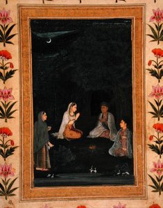 Dame besøger en ashram om natten fra Small Clive Album af Mughal School