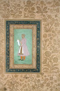 Portræt af Murtaza Khan med en rulle, ca. 1610 (gouache på pergament) af Mughal School