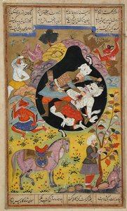 Rustam Slays the White Div, 1608 af Mughal School