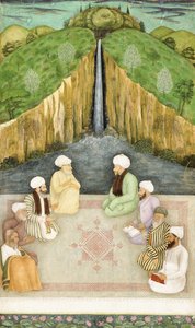 Vismænd i religionsdiskussion, c.1680 af Mughal School