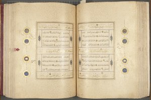 Fol 137 verso 183 recto, Timuridisk Koran, 1441 (blæk og guld på papir)