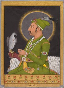 Posthumt portræt af Mughal-kejseren Muhammad Shah (regerede 1719-1748) med en falk (recto)