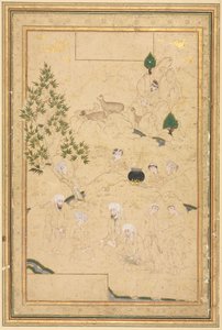 Picnic in the Mountains, Enkeltsideillustration, ca. 1550-1600. af Muhammadi