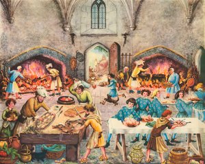 Køkken (farvelitografi) af Muriel Broderick