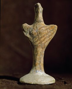 Mykensk kunst: terracotta-idol fra Scoglio del Tonno (Punta Tonno, Taranto) i Italien. Bronzealder, 2000 f.Kr.