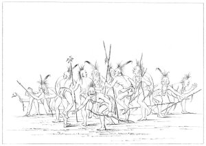 Discovery dance, Sac and Fox, Rock Island, Upper Mississippi, 1841. af Myers and Co