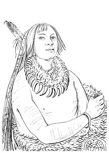 Portræt af ham der skynder sig gennem midten, indianermand, 1841. af Myers and Co