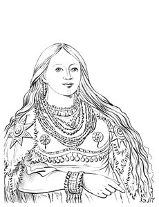 Portræt af mink, indiansk kvinde, 1841.