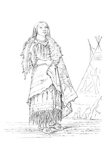 Portræt af kvinde der slår mange, indiansk kvinde, 1841.
