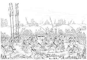 Religiøs ceremoni, Mandan Village. af Myers and Co