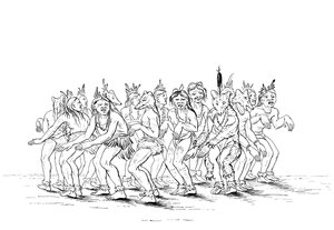 Sioux-stammen udfører en bjørnedans, 1841.