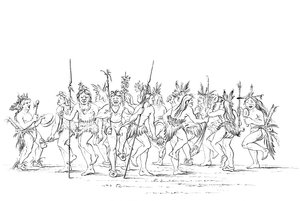 Sioux-stammen udfører en tiggerdans, 1841.