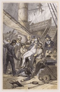 Nelsons død ved Trafalgar (farvet gravering)