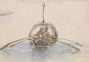 En af en gruppe på tre studier af gondoler af Myles Birket Foster