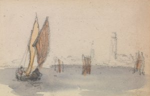 En af en gruppe på tre undersøgelser af den venetianske lagune af Myles Birket Foster