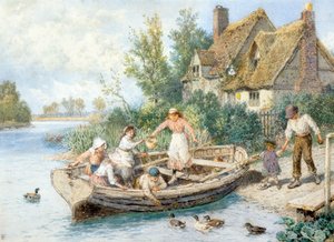Færgen (akvarel) af Myles Birket Foster