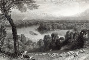 Themsen fra Richmond Hill, graveret af J. Saddler, trykt af Cassell, Petter und Galvin af Myles Birket Foster