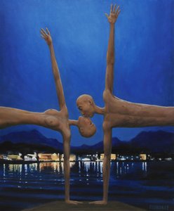 Surrealistisk natlig omfavnelse