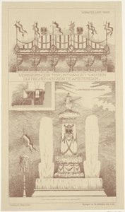 Dekorationer under den tyske kejsers besøg i Amsterdam, 1891 Dekorationer til modtagelse af den tyske kejser i Amsterdam (titel på objekt) af NV Drukkerij G.J. Thieme