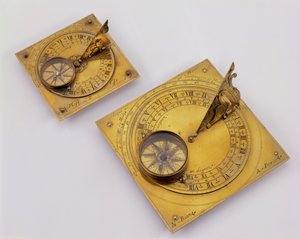 To bevægelige vandrette solur, Paris, ca. 1720 (forgyldt messing)